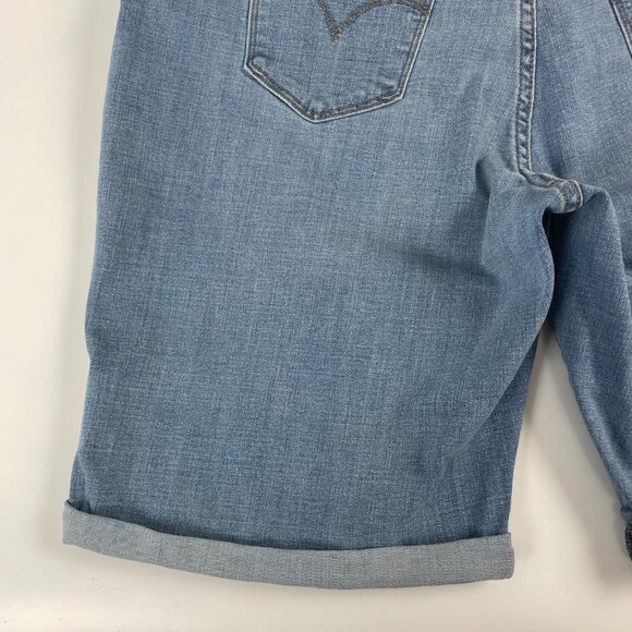 Levi's Classic Bermuda Shorts Denim Stretch Women Plus Size 18W Blue Jean Cuffs - Picture 8 of 14